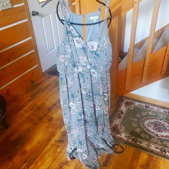 Speechless Sage Floral Sleeveless Maxi Lined Sz. XL Dress - Picture 1 of 11